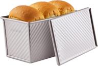 🍞 chefmade pullman loaf pan with lid, 0.99-pound dough capacity, non-stick rectangle corrugated toast box for oven baking, 4.2 x 7.7 x 4.4 inches, champagne gold logo