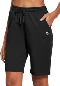 img 4 attached to 🩳 BALEAF Long Cotton Jersey Bermuda Shorts with Pockets for Women - Summer Workout & Athletic Sweat Walking Knee Length