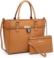 stylish handbags with shoulder handle & padlock: women's satchels & wallets collection logo