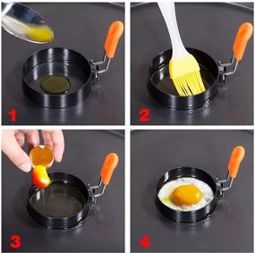 img 1 attached to 🍳 Kmeivol Нержавеющая сталь Nonstick кольца для яиц: идеальная форма для жарки яиц, английских маффинов и завтрака. В комплект входит ручка с защитой от ожогов и 4 шт. для использования на природе и дома!