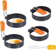 🍳 kmeivol нержавеющая сталь nonstick кольца для яиц: идеальная форма для жарки яиц, английских маффинов и завтрака. в комплект входит ручка с защитой от ожогов и 4 шт. для использования на природе и дома! логотип