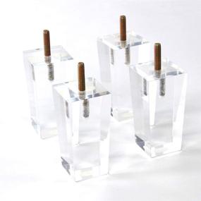 img 1 attached to Stylish and Sturdy: MEETWARM 4 Inch Clear Acrylic Sofa Legs Lucite Square Tapered Pyramid - Set of 4