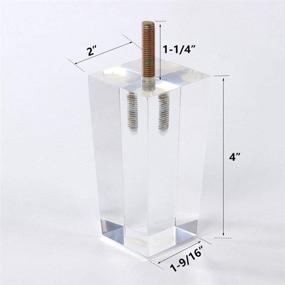 img 3 attached to Stylish and Sturdy: MEETWARM 4 Inch Clear Acrylic Sofa Legs Lucite Square Tapered Pyramid - Set of 4