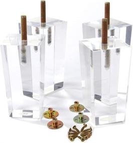 img 4 attached to Stylish and Sturdy: MEETWARM 4 Inch Clear Acrylic Sofa Legs Lucite Square Tapered Pyramid - Set of 4