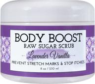 🌸 luxurious lavender vanilla raw sugar scrub - nourish and rejuvenate dry skin, stretch marks, and scars - safe for pregnancy and nursing - allergen-free and vegan - 8 oz logo