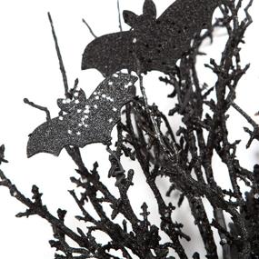 img 1 attached to 🦇 Spooky 18 Inch Black Halloween Bat Wreath - Glitter Bats Decoration for Door or Party