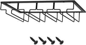 img 3 attached to 🍷 MOCOUM Подвесная полка для стекол - держатель для бокалов для вина для кухни и бара, 4 ряда держателя для бокалов, проволочная полка для бокалов.
