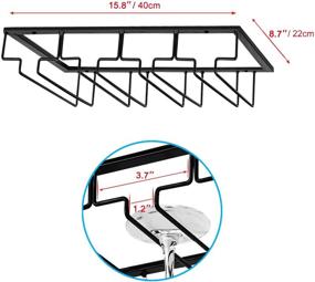 img 2 attached to 🍷 MOCOUM Подвесная полка для стекол - держатель для бокалов для вина для кухни и бара, 4 ряда держателя для бокалов, проволочная полка для бокалов.