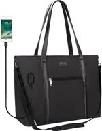 👜 ladies' large laptop tote bag purse with usb port - ideal work & teacher bag, fits 17.3 inch laptops logo