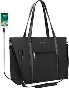 img 4 attached to 👜 Ladies' Large Laptop Tote Bag Purse with USB Port - Ideal Work & Teacher Bag, Fits 17.3 Inch Laptops