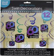 🎉 amscan 674060 multicolor hanging swirl ceiling decorations (12ct) - party decor, one size logo