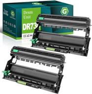 premium greenbox compatible drum unit replacement for brother dr730 dr-730 - high-quality printing for 🖨️ hl-l2350dw, hll2395dw, hll2390dw, hl-l2370dw, hl-l2370dwxl, mfc-l2750dw, mfc-l2750dwxl, mfc-l2710dw, dcp-l2550dw printer tray - pack of 2 black drums logo