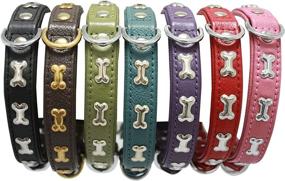 img 1 attached to Genuine Leather Bones Dog Collar - Rotterdam Bones Collection by Angel Pet Supplies: Handmade, Stainless Steel Hardware, Soft Padded Bottom