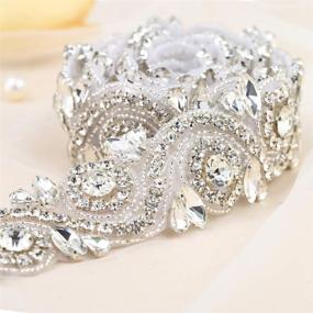 img 3 attached to 👰 Elegant Wedding Rhinestone Trim Appliques: Perfect for Bridal Belts, Sashes, or Wedding Dresses - 1 Piece (1.4" x 36") in Silver