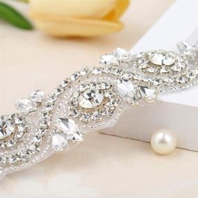 img 2 attached to 👰 Elegant Wedding Rhinestone Trim Appliques: Perfect for Bridal Belts, Sashes, or Wedding Dresses - 1 Piece (1.4" x 36") in Silver