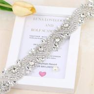 👰 elegant wedding rhinestone trim appliques: perfect for bridal belts, sashes, or wedding dresses - 1 piece (1.4" x 36") in silver logo