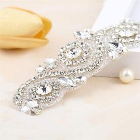 img 1 attached to 👰 Elegant Wedding Rhinestone Trim Appliques: Perfect for Bridal Belts, Sashes, or Wedding Dresses - 1 Piece (1.4" x 36") in Silver