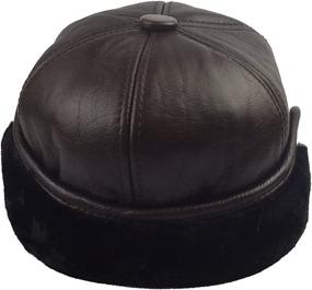 img 1 attached to Winter Leather Baseball Cap with Earflap - Sandy Ting Men's Soft Hunting Hat