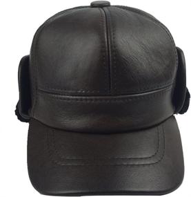 img 3 attached to Winter Leather Baseball Cap with Earflap - Sandy Ting Men's Soft Hunting Hat