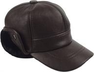 winter leather baseball cap with earflap - sandy ting men's soft hunting hat логотип