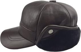 img 2 attached to Winter Leather Baseball Cap with Earflap - Sandy Ting Men's Soft Hunting Hat