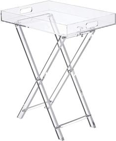 img 4 attached to 🪑 Acrylic Folding Tray Table - LIKENOW Furniture, Clear modern side table, 19x13 inch, 23 inch high, ideal for versatile use