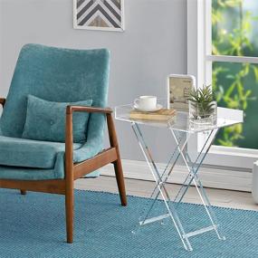 img 3 attached to 🪑 Acrylic Folding Tray Table - LIKENOW Furniture, Clear modern side table, 19x13 inch, 23 inch high, ideal for versatile use