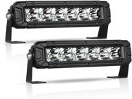 🚗 autofeel 8 inch led light bar - 2pcs, 7000lm single row led pods for off road truck atv suv boat logo