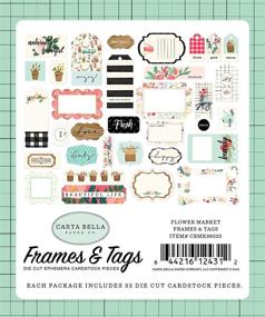 img 1 attached to 🌸 Carta Bella Paper Company Flower Market Frames & Tags Ephemera in Teal, Pink, Tan, Green, and Cream