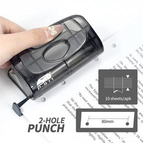 img 1 attached to 📎 Weibo Heavy Duty 2-Hole Punch Tool with Adjustable Hand Held Commercial Effortless Punching - Levenger Hole Puncher, 10 Sheet Punch Capacity in Black