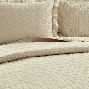 img 2 attached to 🛏️ Lush Decor French Country Geo Ruffle Bedding: Elegant 3-Piece Bedspread Set for King Size Beds in Neutral Tones