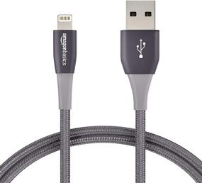 img 4 attached to 🔌 Премиальная коллекция: Amazon Basics Двойной нейлоновый оплетенный USB-кабель с Lightning-разъемом, сертифицированный MFi Apple iPhone Charger, 3 фута, 2 штуки, темно-серый.