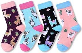 img 2 attached to SOCKFUN: Hilarious Novelty Animal Socks for Girls, 5-15 Years, in Gift Box - Llama, Unicorn, Narwhal Fun!