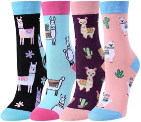 img 4 attached to SOCKFUN: Hilarious Novelty Animal Socks for Girls, 5-15 Years, in Gift Box - Llama, Unicorn, Narwhal Fun!