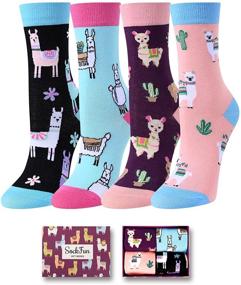 img 3 attached to SOCKFUN: Hilarious Novelty Animal Socks for Girls, 5-15 Years, in Gift Box - Llama, Unicorn, Narwhal Fun!