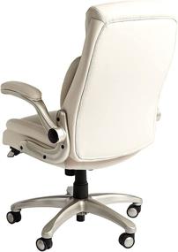 img 3 attached to 🪑 AmazonCommercial Ergonomic High-Back Executive Chair: Flip-up Armrests, Motive Lumbar Support, Cream Bonded Leather Design