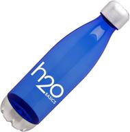 bpa-free 25 oz tritan sport water bottles – non toxic plastic, reusable flask with leak proof stainless steel twist cap & base – cola bottle shape (blue, 25 ounces) logo