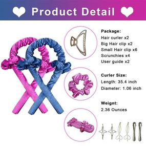 img 3 attached to Transform Your Hair with OUBA Tik Tok Heatless Hair Curlers - Long Lasting Silk Curls, No Heat DIY Styling Tool - Pink Red & Blue, 2 PCS