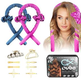 img 4 attached to Transform Your Hair with OUBA Tik Tok Heatless Hair Curlers - Long Lasting Silk Curls, No Heat DIY Styling Tool - Pink Red & Blue, 2 PCS