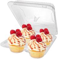 🧁 stock your home 4-compartment cupcake containers (40 pack) - plastic disposable trays for cupcakes & muffins - hinged lock cupcake clamshell - deep cups for convenient cupcake storage logo