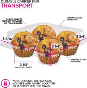 img 2 attached to 🧁 Stock Your Home 4-Compartment Cupcake Containers (40 Pack) - Plastic Disposable Trays for Cupcakes & Muffins - Hinged Lock Cupcake Clamshell - Deep Cups for Convenient Cupcake Storage