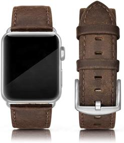 img 4 attached to EDIMENS Кожаные ремешки: подлинные винтажные заменители браслета для Apple Watch, совместимые с SE/Series 7/6/5/4/3/2/1, 45 мм 42 мм 44 мм, ретро-коричневый, для мужчин и женщин.