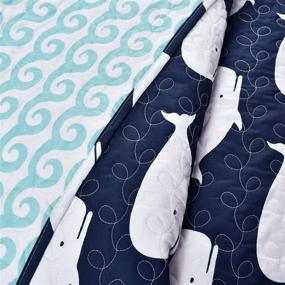 img 1 attached to Lush Decor Reversible Whale Kids 4 Piece Quilt Bedding Set with Sham and Decorative Throw Pillows, Twin, Navy