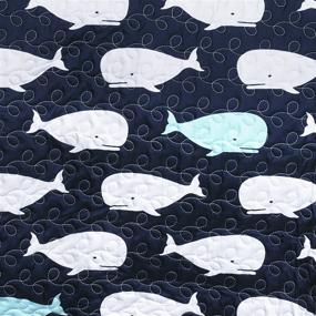 img 2 attached to Lush Decor Reversible Whale Kids 4 Piece Quilt Bedding Set with Sham and Decorative Throw Pillows, Twin, Navy