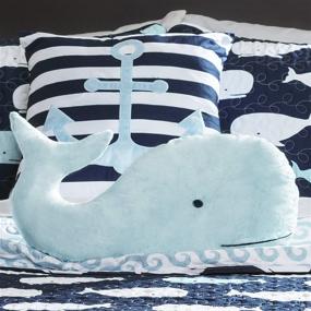 img 3 attached to Lush Decor Reversible Whale Kids 4 Piece Quilt Bedding Set with Sham and Decorative Throw Pillows, Twin, Navy