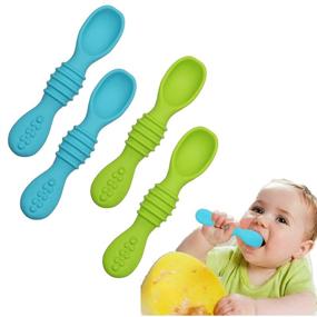 img 4 attached to 🥄 Baby Silicone Spoons Set - Ideal for First Stage Feeding and Baby Led Weaning (4Pack)