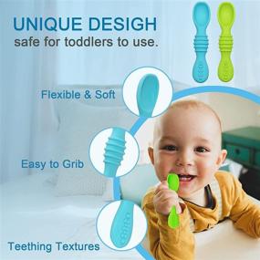 img 1 attached to 🥄 Baby Silicone Spoons Set - Ideal for First Stage Feeding and Baby Led Weaning (4Pack)