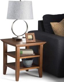 img 1 attached to SimpliHome Acadian End Table, 19 inch, Light Golden Brown - Enhanced SEO-friendly Product Name