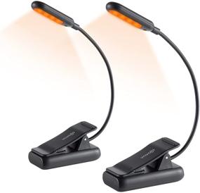 img 4 attached to 📚 VAVOFO Amber Rechargeable Book Lights: 7 LEDs Eye Care, Blue Light Blocking, 9 Colors, 9 Brightness - 2-Pack, Black