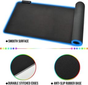 img 1 attached to 🎮 Enhance Your Gaming Experience with the RGB Gaming Mouse Pad - Large Extended Soft LED Mouse Mat with 14 Lighting Modes, Non-Slip Rubber Base, and Waterproof Surface - Keyboard Mousepad (31.5 x 11.8 x 0.2 Inch) (Black-L)